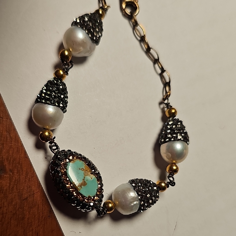 Grand Bazaar Pearl And Turquoise Bracelet